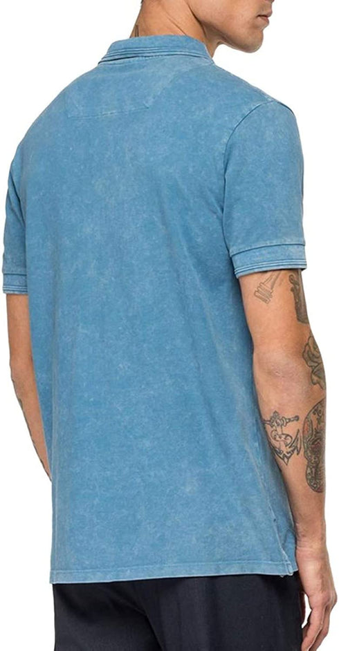 REPLAY - DYYED  C0TT0N PIQUET SHORT SLEEVE POLO | LIGHT BLUE